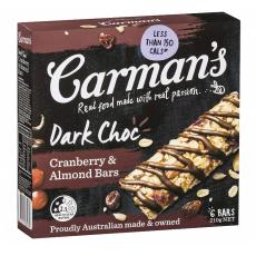 蔓越莓和杏仁牛奶什锦l'黑巧克力早餐棒 6包 Carman's