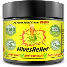 HivesRelief 霜 - 效果最快的强效荨麻疹缓解霜，采用 100% 天然配方 - 温和的皮肤刺激霜，适用于荨麻疹、瘙痒、发红和皮疹 - 成人和儿童